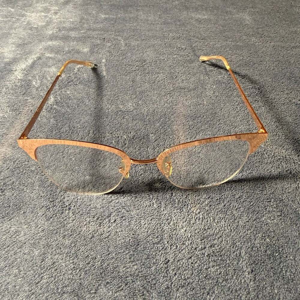 Gold and Rose Gold Semi-Rimless Cat-Eye Eyeglasses
